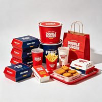 Papier d'emballage pour la restauration rapide, personnalisé, imprimé, imperméable, de haute qualité, avec doublure en éponge, style dossier, pour frites, hamburgers, poulet, hot-dogs, à emporter