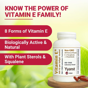 Vitamina E de alta calidad con tocoferoles, apoya la salud de la piel y la protección celular, cápsulas blandas. - Product Image 3