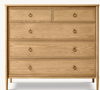 Commode contemporaine de luxe moderne à 5 tiroirs en chêne massif, style français, pour le rangement des meubles de chambre à coucher