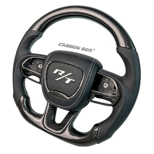 Volant en fibre de carbone de style noir, modèle personnalisé haut de gamme, adapté aux <span class=keywords><strong>Dodge</strong></span> Charger <span class=keywords><strong>Challenger</strong></span> Charger <span class=keywords><strong>Challenger</strong></span> SRT <span class=keywords><strong>RT</strong></span> - Product Image 4