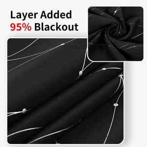 95% Blackout <strong>Curtains</strong> with Grommets, 5 Colors Wavy <strong>Line</strong> Pattern <strong>Thermal</strong> Insulated Room Darkening Window Drapes for Living Room - Product Image 4