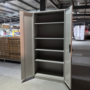 ארון פלדה רב תכליתי הניתן לנעילה: אחסון וארגון מאובטחים עם דלת זכוכית ומדפים מתכווננים - Product Image 1