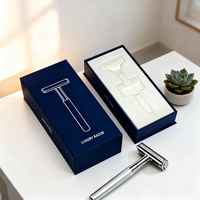 Boîte cadeau rigide de luxe en papier couché bleu foncé pour rasoir - Matériau recyclé personnalisable avec revêtement UV (Guangdong)