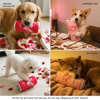 Nouveau design Jouets en peluche pour chiens en forme de canette de soda de la Saint-Valentin, jouets à mâcher interactifs couineurs pour chiots, jouets pour animaux de compagnie en forme de cœur 'Potion d'amour' pour petits chiens