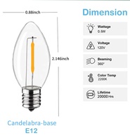 Ampoule à filament C9 LED classée IP44 Lumières extérieures d'Halloween et de Noël en plastique et en verre