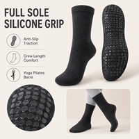 Chaussettes de yoga fines antidérapantes, chaussettes de Pilates professionnelles à adhérence, chaussettes de sport en coton mi-mollet pour massage des pieds, danse, fitness et usage domestique