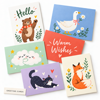 Lot de cartes de vœux fantaisie avec animaux, cartes illustrées à la main avec des animaux sauvages et des fleurs, cartes personnalisées pour toutes les occasions, cartes de vœux pour cadeau