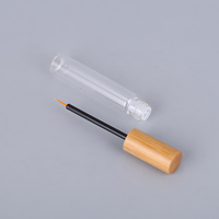 Envase Cosmético de Bambú Natural, Tubo de Vidrio Recargable de 5ml 10ml, Envase Vacío para Rímel, Brillo Labial, Delineador de Ojos con Pincel