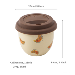 Taza de Cerámica con Diseño de Dibujos Animados, Taza para Leche con Tapa de Silicona, Taza para Agua, Taza de Café para Oficina, Regalo Personalizado - Product Image 5
