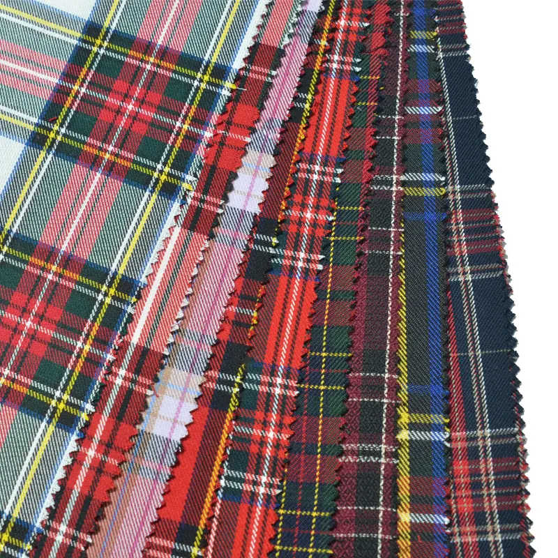 Tessuto uniforme scolastica Sunplustex tessuto scozzese scozzese a quadri tinto in filo rosso a scacchi per uniformi scolastiche