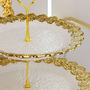 Soporte de postre de cerámica de 2-3 capas de estilo lujoso con plato Catering Cake Display Stand Decoraciones para fiesta de boda - Product Image 2
