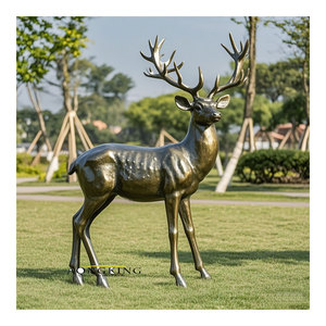 Escultura de cabeza de ciervo de estatua de metal de <span class=keywords><strong>tamaño</strong></span> <span class=keywords><strong>real</strong></span> de cobre de bronce de diseño animal realista a la venta - Product Image 2