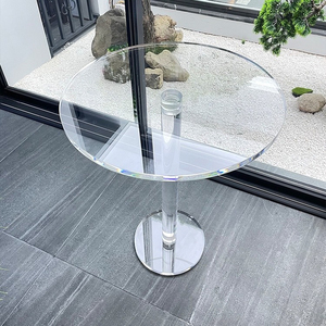 Italian light luxury <b>coffee</b> <b>table</b>, home living room, simple transparent dining <b>table</b>, balcony, <b>small</b> circular <b>table</b> - Product Image 1