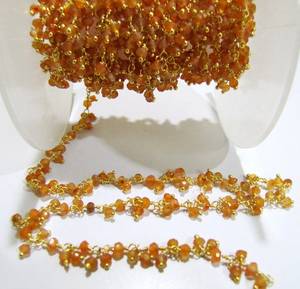 Rondelle de cornaline naturelle à facettes en fil de fer perlé enroulé chaîne de grappe pendante fabrication de bijoux chaîne de pierres précieuses vendu par pied - Product Image 2