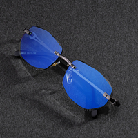 Lunettes de soleil Partagas pour hommes, sans monture, avec verres taillés diamant, branches tête de léopard, protection UV400, personnalisables avec logo, vente en gros