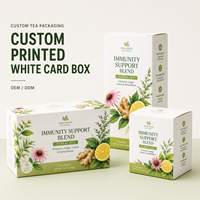 Boîte en carton SBS 350 g/m² en carton ivoire pour emballage de thé premium et mélange de soutien immunitaire, petite présentation de vente au détail