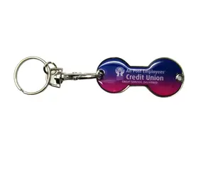Accept OEM ODM double-end Promotional handy and practical items With Epoxy coating supermarket Trolley metal Keychain