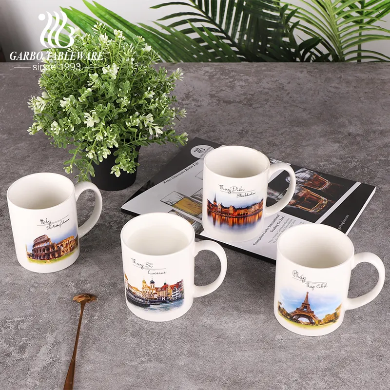 Promotional custom decor China factory 12OZ white bone china tea coffee mug sublimation ceramic coffee mug for DIY