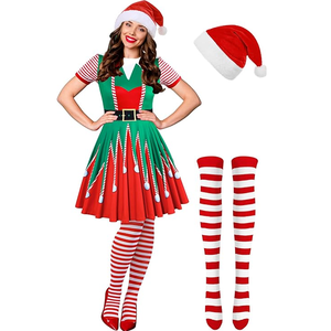 Costume <span class=keywords><strong>da</strong></span> Babbo <span class=keywords><strong>Natale</strong></span> per <span class=keywords><strong>Donna</strong></span> Adulta Nuova Moda per Feste e Spettacoli Materiale in Poliestere di Alta Qualità - Product Image 1