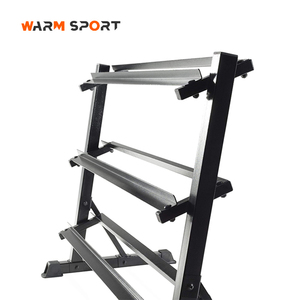 رف تخزين الدمبل متعدد الوظائف من الفولاذ الأسود المتين بثلاث طبقات للصالات الرياضية التجارية والمنزلية بالجملة - Product Image 3