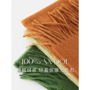 Custom Embroidered Logo Ladies Winter <strong>Wool</strong> Scarf Stoles Solid Color Tassel Woven Pure <strong>Wool</strong> <strong>Shawls</strong> Poncho <strong>100</strong>% <strong>Wool</strong> - Product Image 5