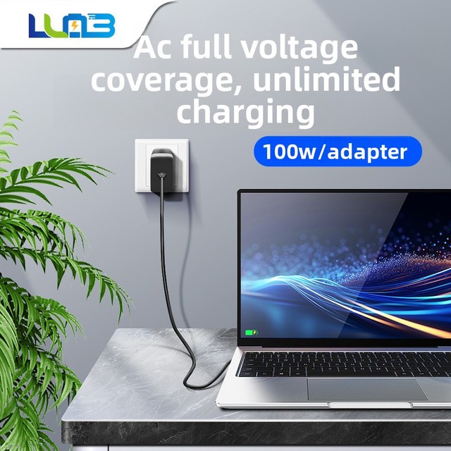 PD 100W GaN Power Adapter Cable High-Power Charger for Tablet Universal Input 110-240V Compatible Multiple Charging Protocols