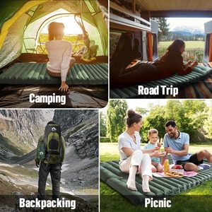 Compact Foldable Lightweight Portable <b>Waterproof</b> Moisture-Proof Thick Sleeping Pad Built-in Foot Pump Puncture Resistant Quick - Product Image 6