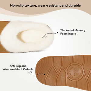 Chaussons d'intérieur pour femmes, chaussures antidérapantes à semelle épaisse, chaussons pour femmes avec semelle intérieure en mousse à mémoire de forme, pour l'intérieur et l'extérieur - Product Image 2