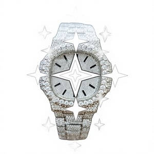 Montre mécanique de luxe carrée pour hommes et femmes, style antique, sertie de moissanite VVS, analogique, en acier inoxydable et verre, fournisseur indien direct - Product Image 1