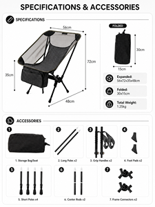 Sedia da Campeggio 2-in-1 Ultraleggera con Bastone da Trekking, Pieghevole, Resistente fino a 150kg, in Tessuto 600D, per Escursionismo e Backpacking - Product Image 6