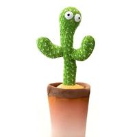 Cactus en peluche dansant et chantant, jouet interactif pour bébé, répète ce qu'il dit, jouet éducatif pour apprendre à parler, cadeau d'anniversaire