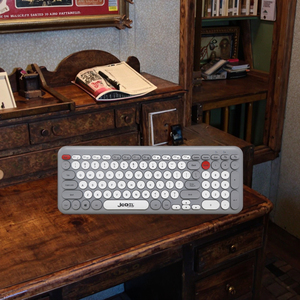 Mesin tik Retro kunci bulat cokelat berkabel Keyboard 98 tombol BT Keyboard portabel untuk PC Laptop Win/iOS/Android - Product Image 2