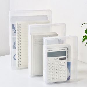 Caja de almacenamiento de plástico transparente, organizador de escritorio rectangular cubierto para oficina, papelería, libros, lápices, tamaño pequeño, mediano y grande - Product Image 3
