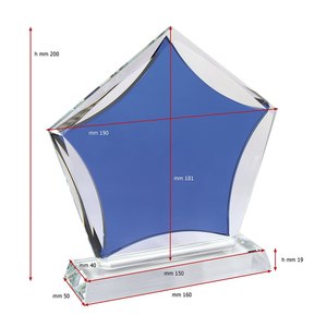 Trofeo di vetro stella blu con stampa UV per omaggi fieristico e regali di benvenuto - Product Image 2