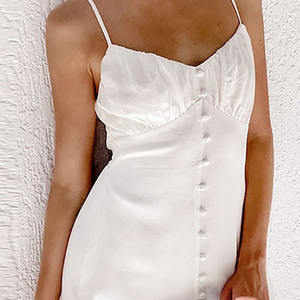 2025 महिलाओं की सेक्सी सफेद सूती लिनन हैटर ड्रेस बहुमुखी पुल-अप वी-गर्दन आधार ठोस पैटर्न दिवस समारोह यूरोपीय अमेरिका शैली - Product Image 4