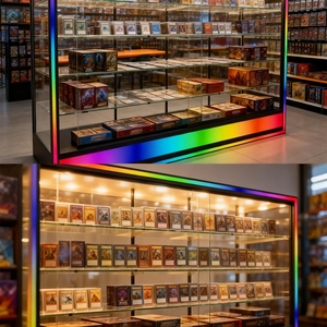 Vitrine d'exposition TCG pour salon professionnel, vitrine en verre trempé sur mesure avec éclairage LED couleur, présentoir pour produits de boutique de tabac - Product Image 6
