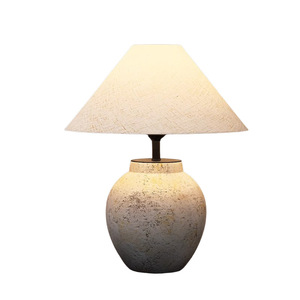 New Table Lamp - Ceramic <strong>Vase</strong> Design Vintage Style <strong>Lighting</strong> with Linen Fabric Lampshade Sustainable Lamps <strong>for</strong> Home Decoration - Product Image 2