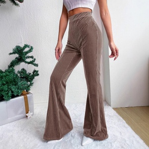 <span class=keywords><strong>Pantalon</strong></span> <span class=keywords><strong>évasé</strong></span> en <span class=keywords><strong>velours</strong></span> côtelé taille haute ample pour <span class=keywords><strong>femme</strong></span>, couleur unie, décontracté, jambe large, long - Product Image 5