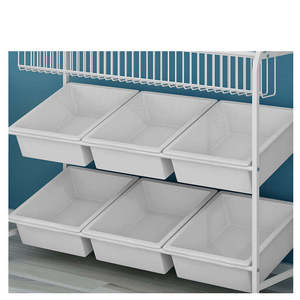 Étagère de rangement simple pour jouets d'enfants, bibliothèque en métal pour maternelle, étagère à boîtes de rangement en plastique avec roulettes - Product Image 6