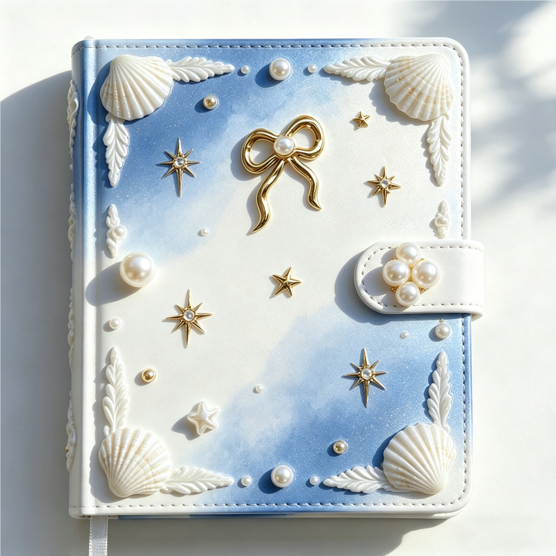 Customizable A5 Whale Agenda Notebook Gold