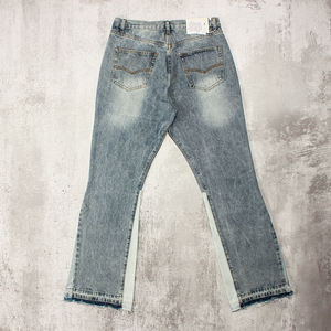 Maßgefertigte Hochwertige Vintage Gewaschene Distressed Denim-Hose 100% Baumwolle Ausgebleichte Übergroße Patchwork Herren Denim-Schlaghose - Product Image 2