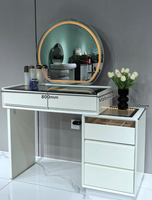 Coiffeuse élégante avec miroir intégré et double vitrage, style bois MDF, pour chambre à coucher et maison