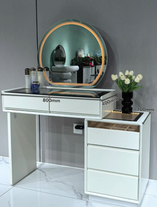 Coiffeuse élégante avec miroir intégré et double vitrage, style bois MDF, pour chambre à coucher et maison - Product Image 4