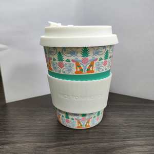 Gobelet de voyage en fibres végétales biodégradables 350 ml avec couvercle en silicone et impression UV personnalisée, mug à café promotionnel en plastique - Product Image 3
