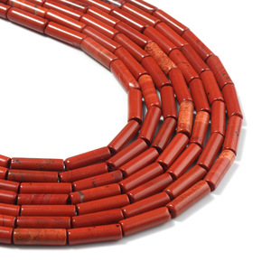 4*13mm Cylindre Naturel Long Tube Droit Pierre Perle Jaspe Rouge Pierre Oeil de Tigre Jaune Grain de Bois Jaune pour la Fabrication de Bijoux DIY - Product Image 1