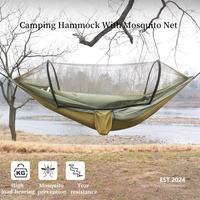 Hamac de parachute pliable portatif avec la tente extérieure de hamacs de filet de moustiquaire avec le poteau de soutien
