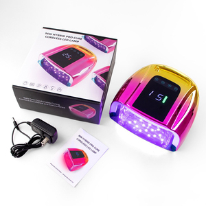 Factory Wholesale 96W UV LED Nail <b>Dryer</b> Lamp Gradient Blue Gold Wireless Chargeable OEM/ODM Nail Art Sun UV Led Electric Plastic
