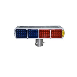 Solar Powered Dual Side Red Blue Flashing Warning <b>Light</b> IP65 Aluminum Frame <b>Pole</b> Mount LED Traffic Safety <b>Light</b> - Product Image 1