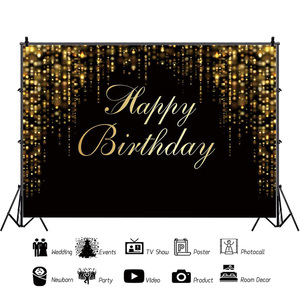 Telón de fondo negro y dorado, puntos dorados, fondo abstracto Vintage para fiesta de cumpleaños familiar, accesorios de <span class=keywords><strong>estudio</strong></span> para recién nacidos, decoración - Product Image 4