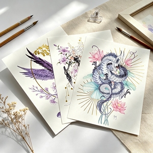 การ์ดศิลปะกระดาษขนาดใหญ่สุดหรู พิมพ์สีเต็มรูปแบบตามสั่ง พร้อมปั๊มฟอยล์ทอง ลายอนิเมะ พิมพ์ลายสะสม โปสเตอร์การ์ด - Product Image 1